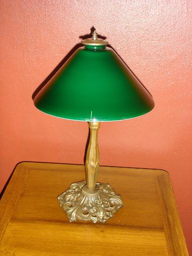 Brass Table Lamp with green shade Item Code TB5A size high 19